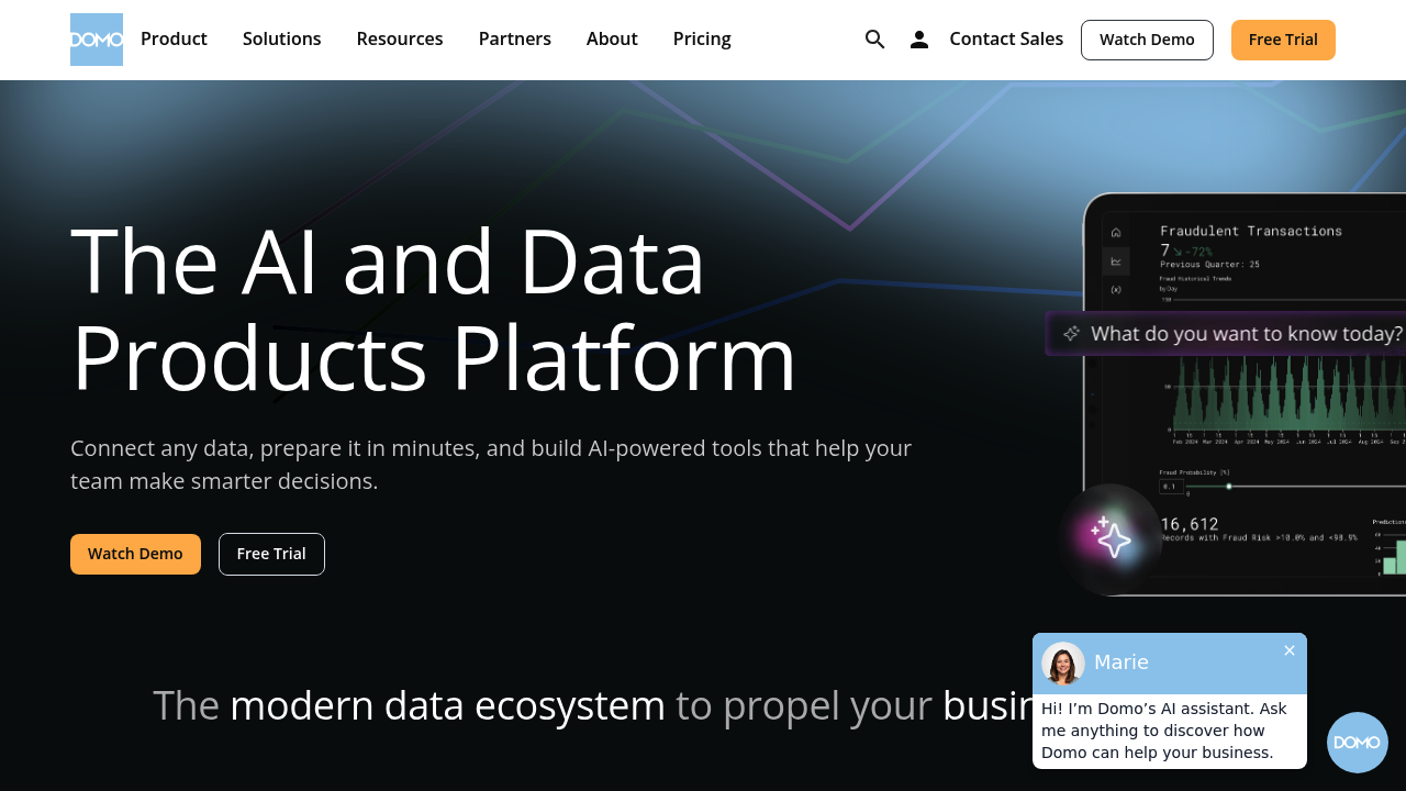 Desktop screenshot of Domo web interface