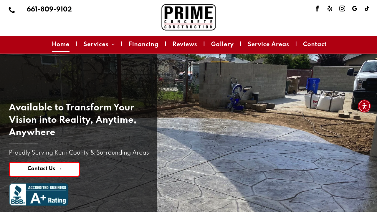 Prime Concrete Construction professional concrete services
