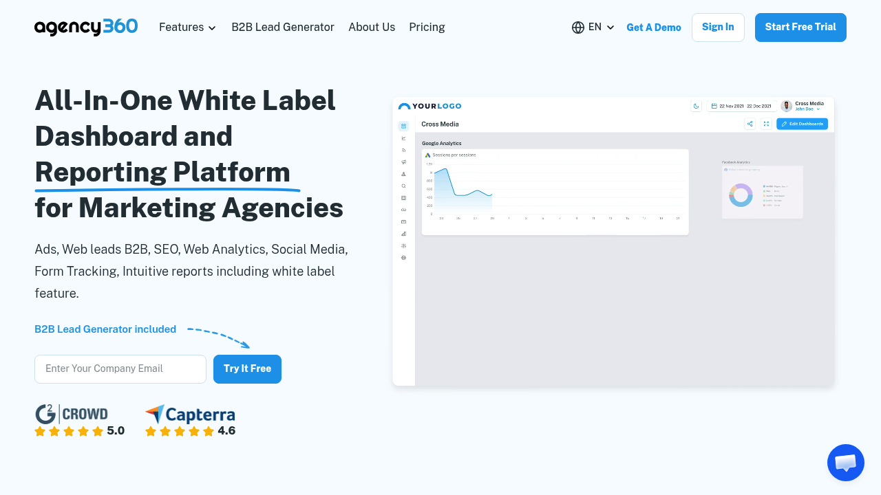 Desktop screenshot of Agency360 web interface