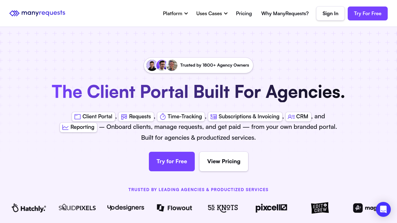 Desktop screenshot of ManyRequests web interface