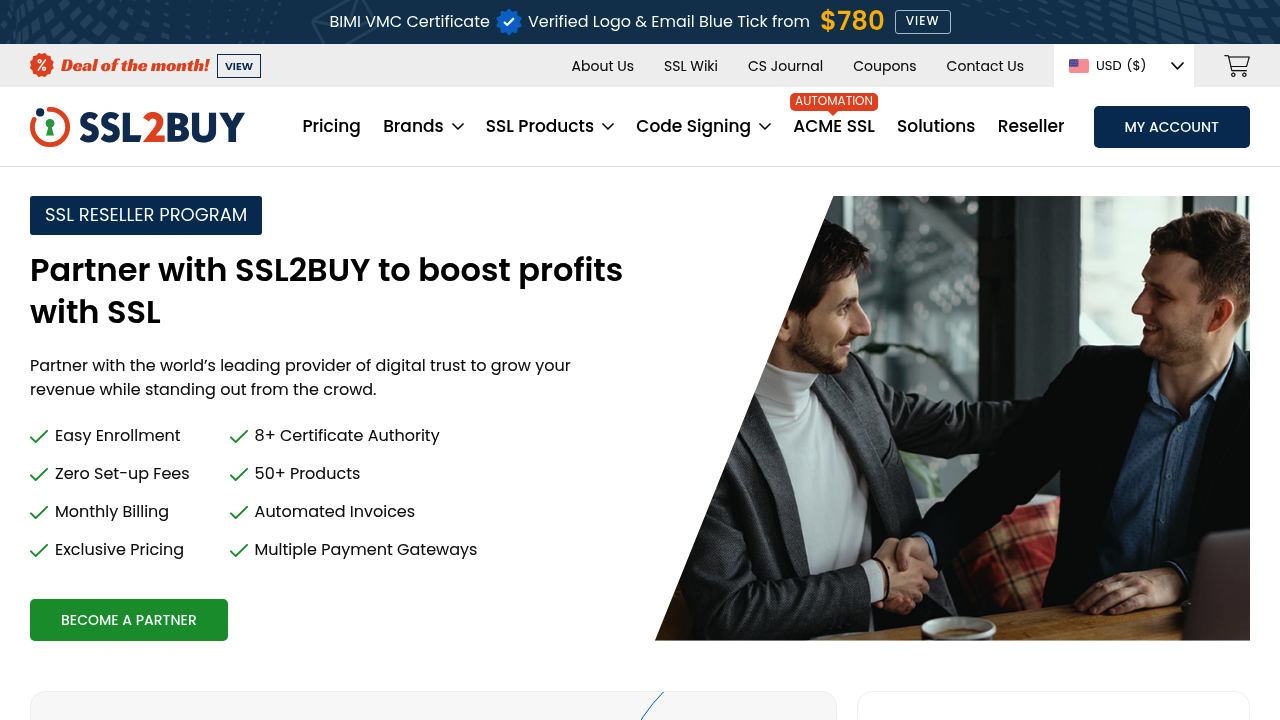 Desktop screenshot of SSL2BUY web interface