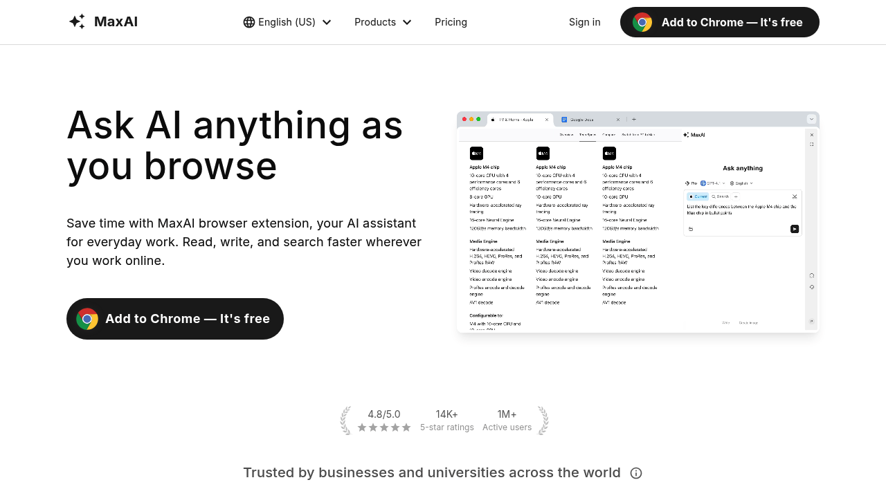MaxAI | Ask AI anything as you browse