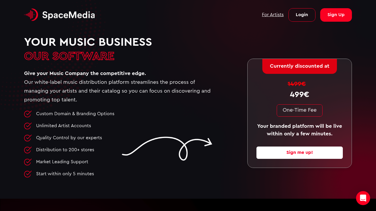 Desktop screenshot of SpaceMedia web interface