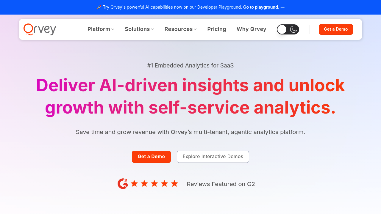 Desktop screenshot of Qrvey web interface