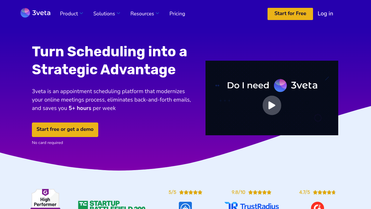 Desktop screenshot of 3veta web interface