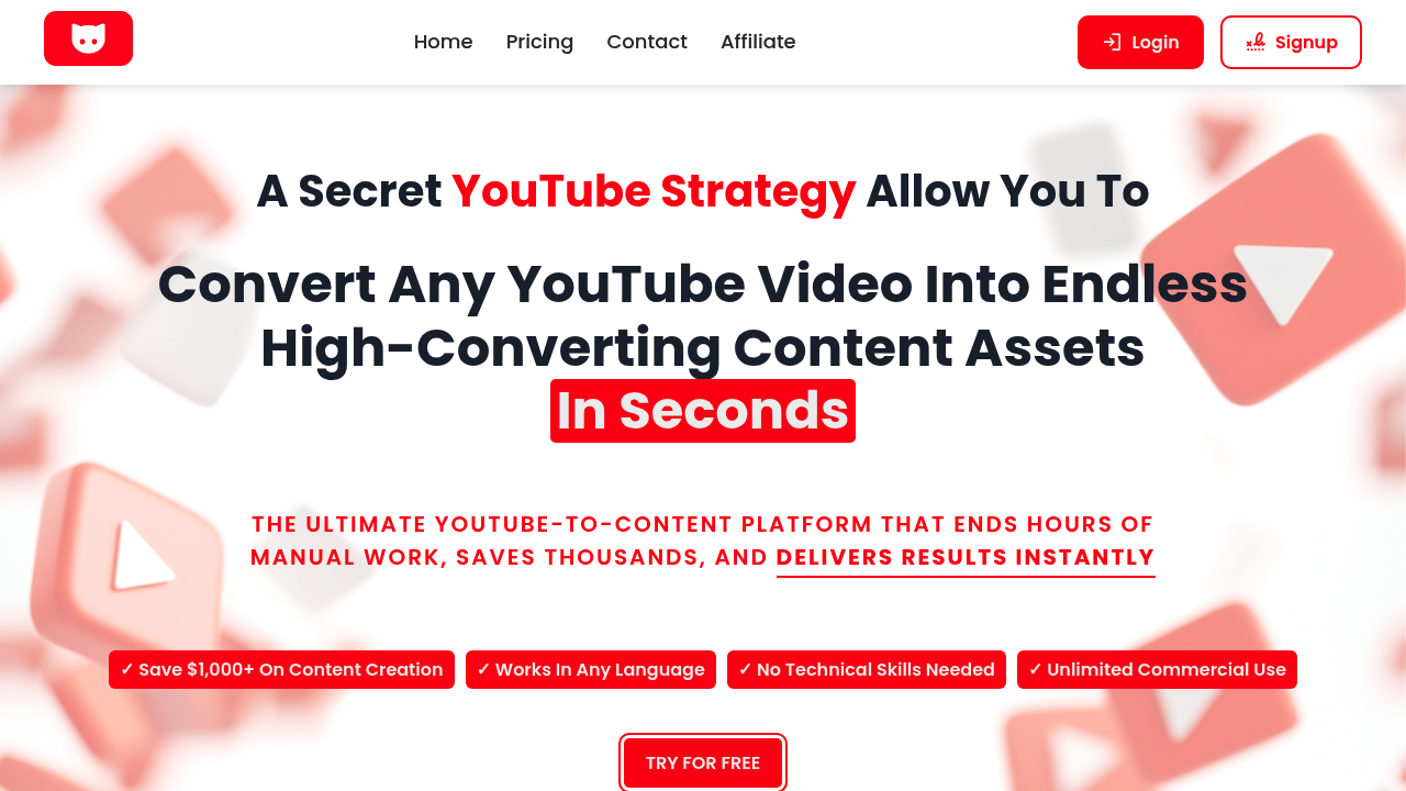  YT Copycat | Convert YouTube Videos to Blog Posts, Podcasts & Content