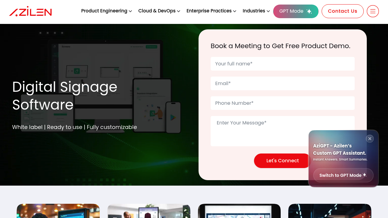 Desktop screenshot of Azilen web interface