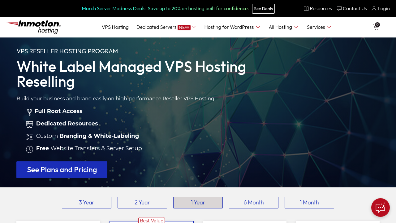Desktop screenshot of InMotionHosting.com web interface