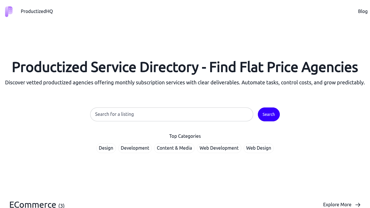 Productized Service Directory - Find Flat Price Agencies