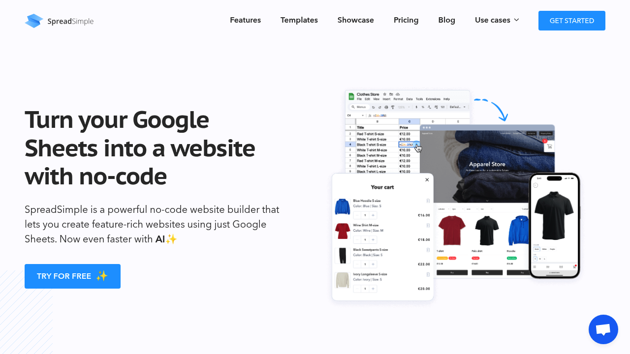 spread simple build directory with google sheets