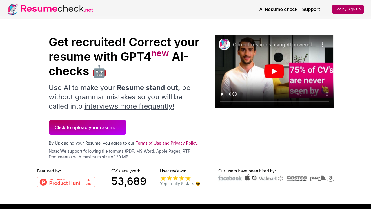 ResumeCheck.net - Home of the most advanced resume analytics tool