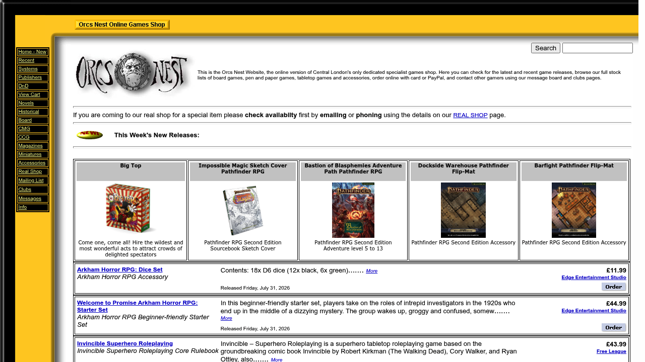 Orcs Nest specialist games shop