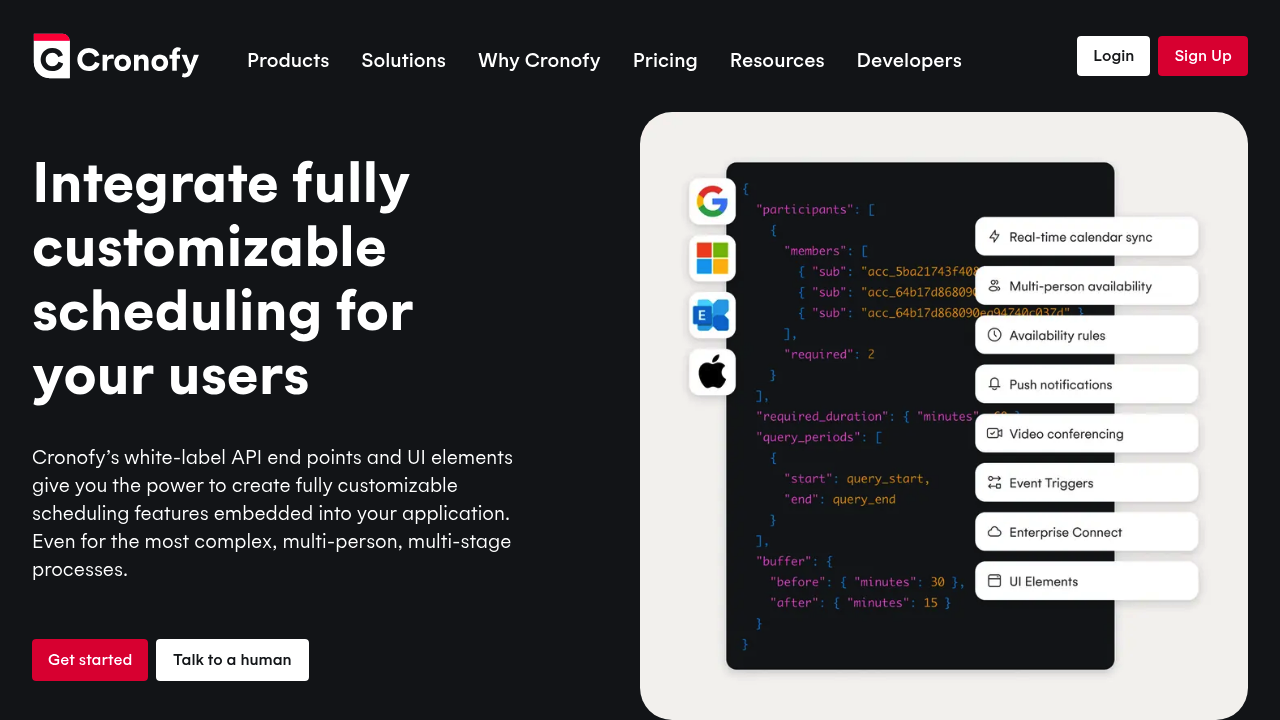 Desktop screenshot of Cronofy web interface