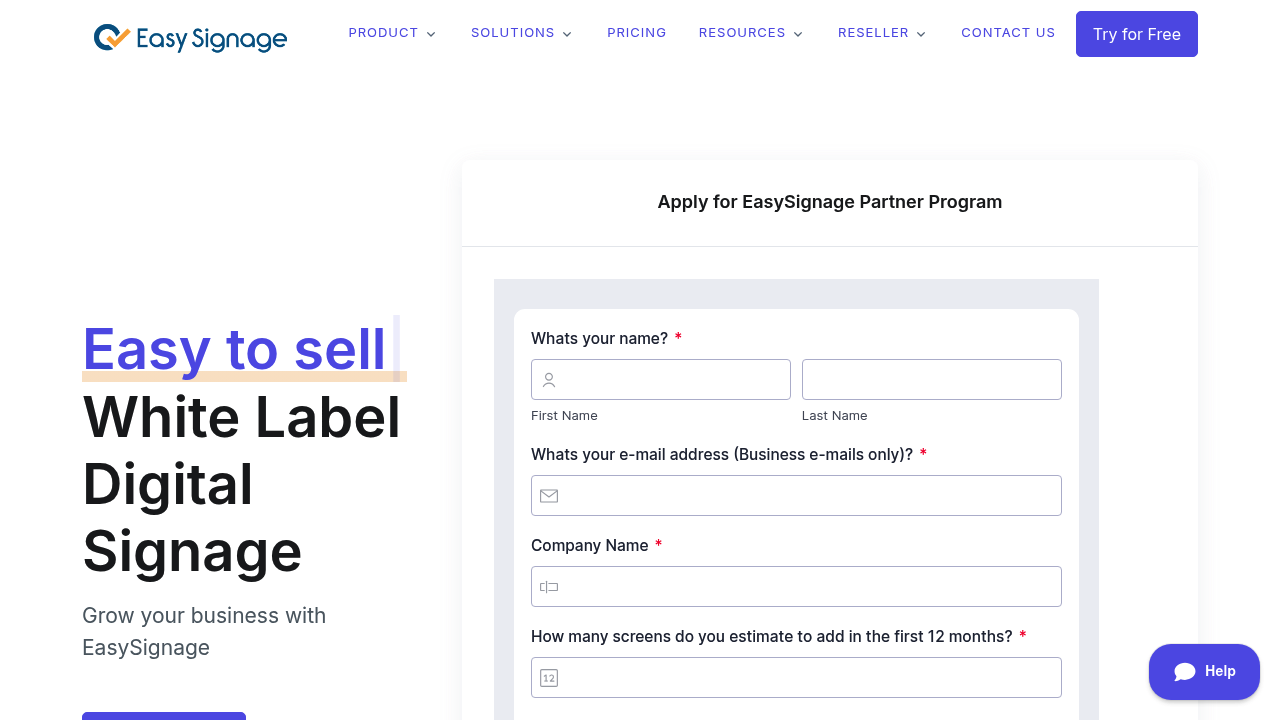 Desktop screenshot of EasySignage web interface