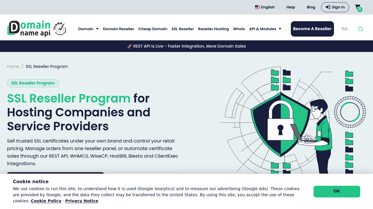 Desktop screenshot of Domain Name API web interface