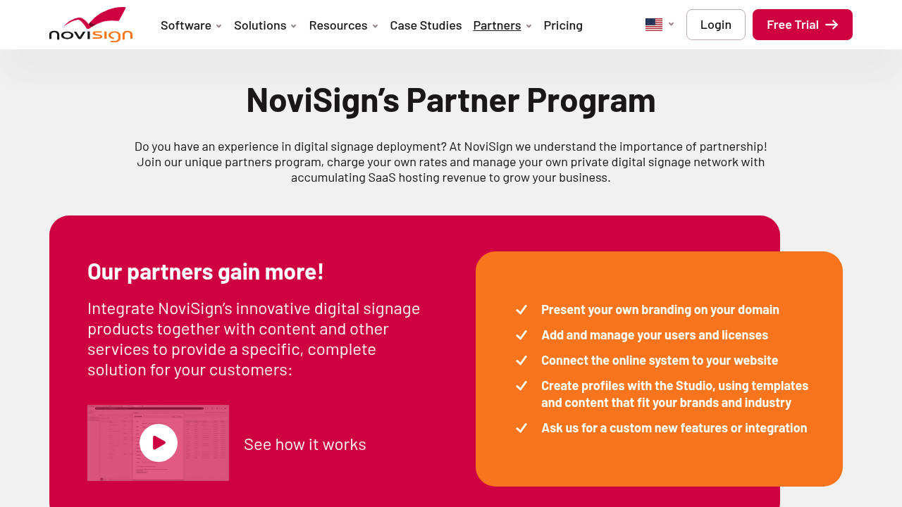 Desktop screenshot of NoviSign web interface