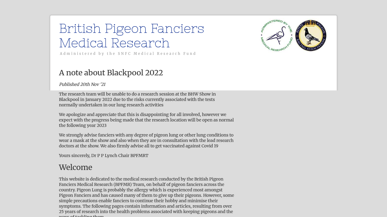 British Pigeon Fanciers Medical Research
