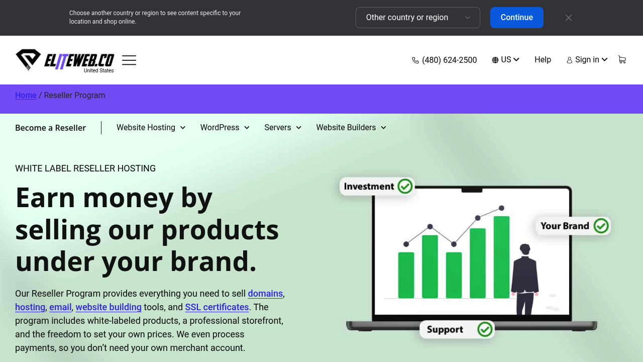 Desktop screenshot of eliteweb.co web interface