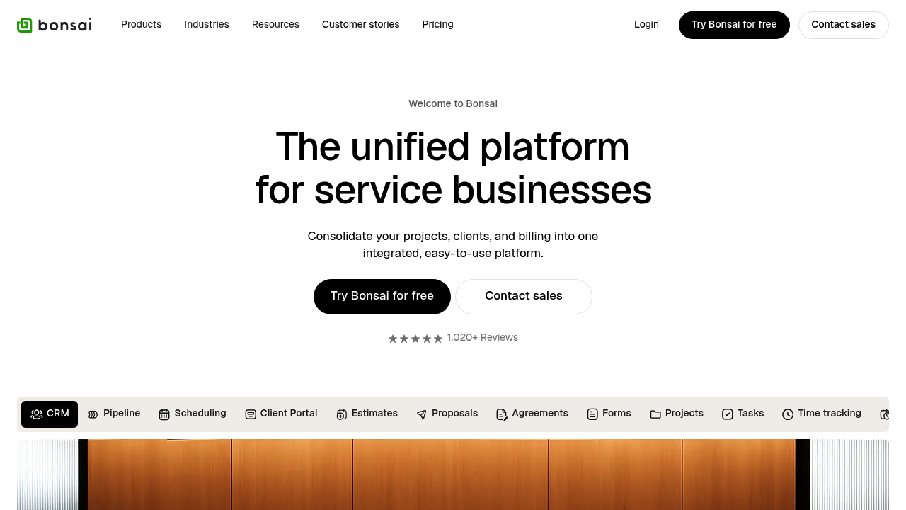Desktop screenshot of Bonsai web interface