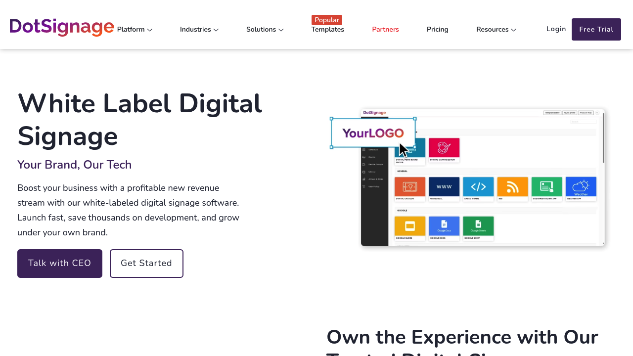 Desktop screenshot of Dotsignage web interface