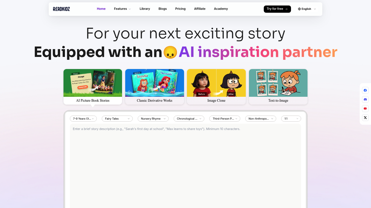 Readkidz | AI-Powered Children's e-Picture Books & Story Creation