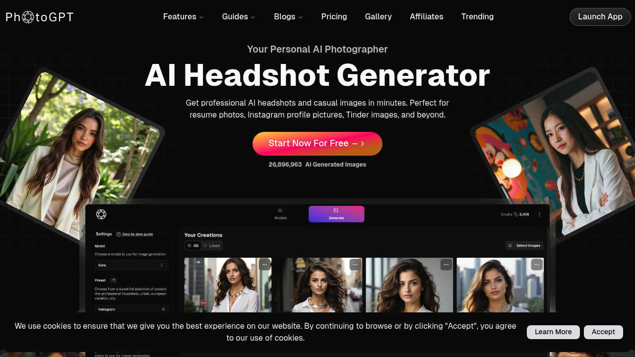 PhotoGPT - Get Professional AI Headshots and Casual Images in Minutes