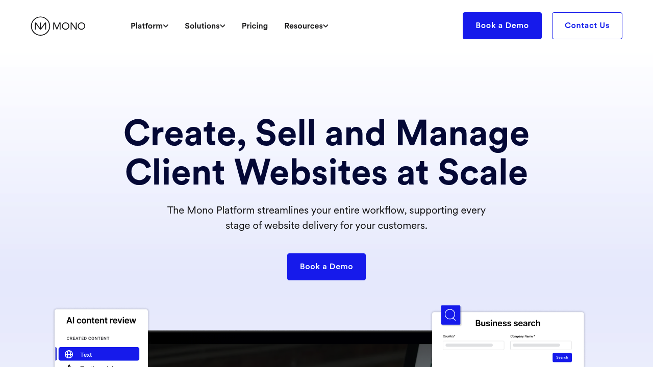 Desktop screenshot of Mono Solutions web interface