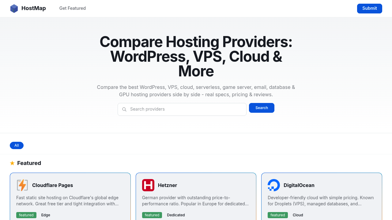 Compare Hosting Providers: WordPress, VPS, Cloud &amp; More