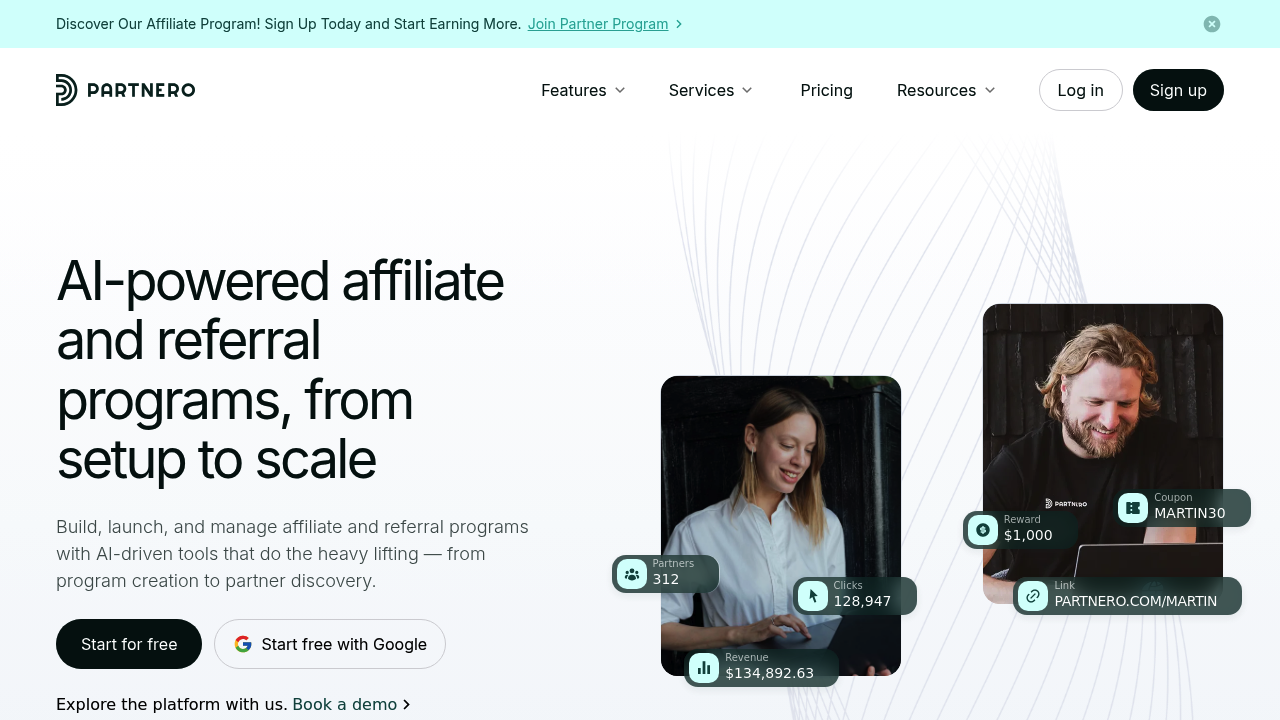 Desktop screenshot of Partnero web interface