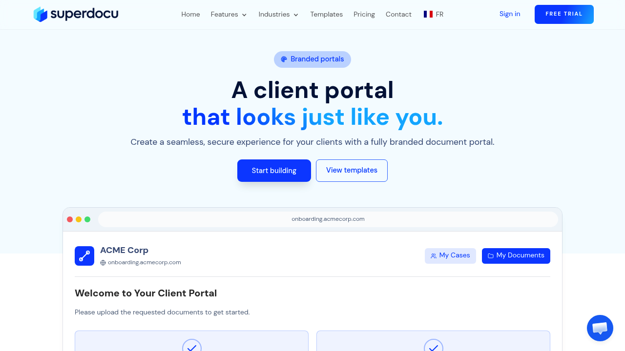 Desktop screenshot of Superdocu web interface