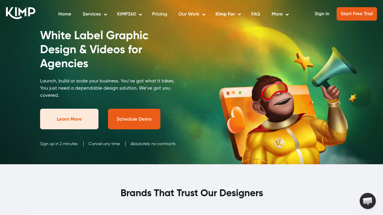 Desktop screenshot of Kimp platform interface