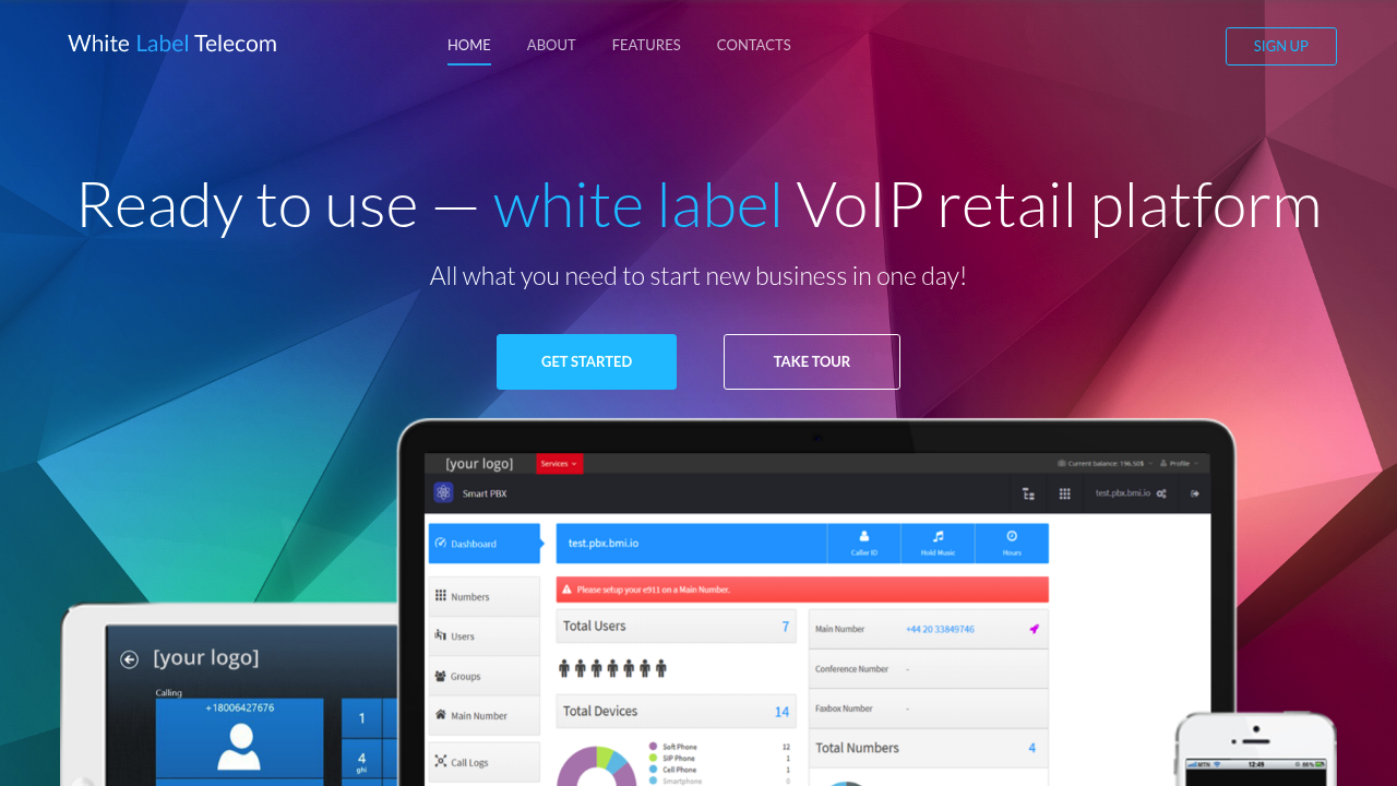 Desktop screenshot of White Label Telecom software interface