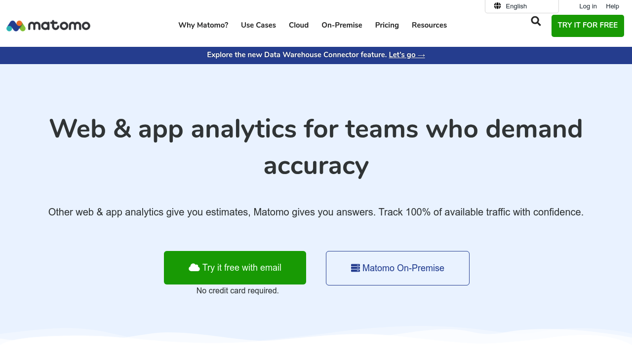 Desktop screenshot of Matomo web interface
