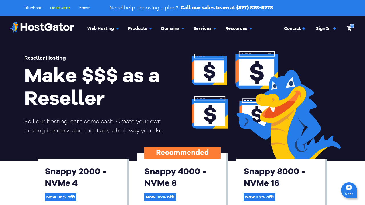 Desktop screenshot of Hostgator web interface