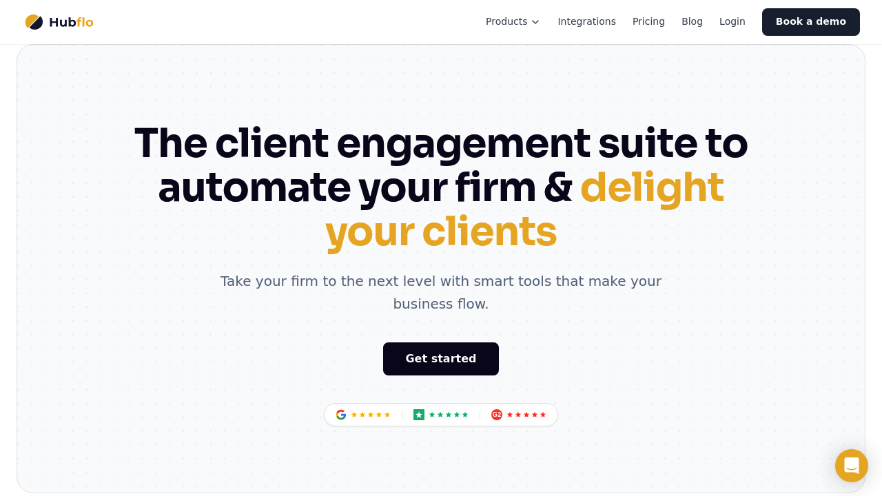 Desktop screenshot of Hubflo web interface