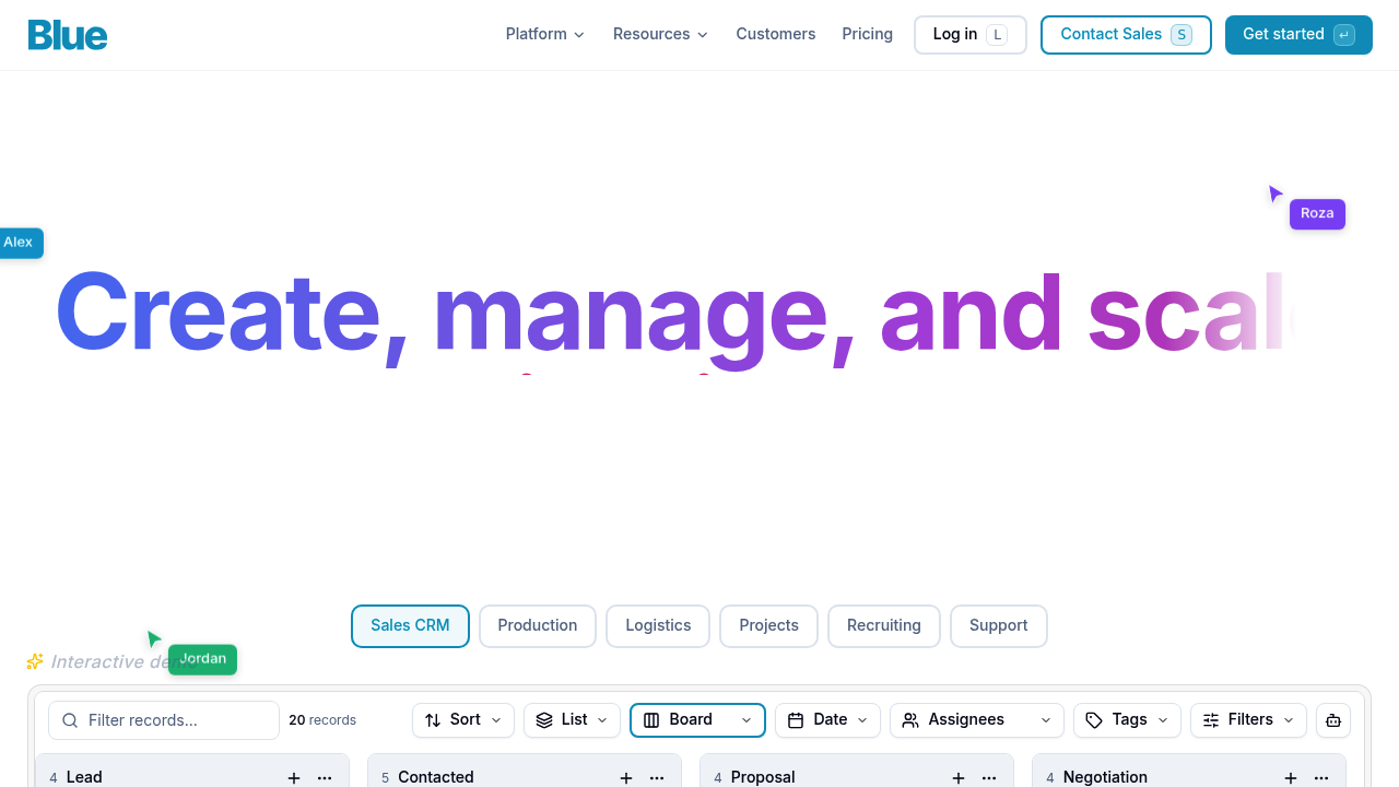 Desktop screenshot of Blue web interface