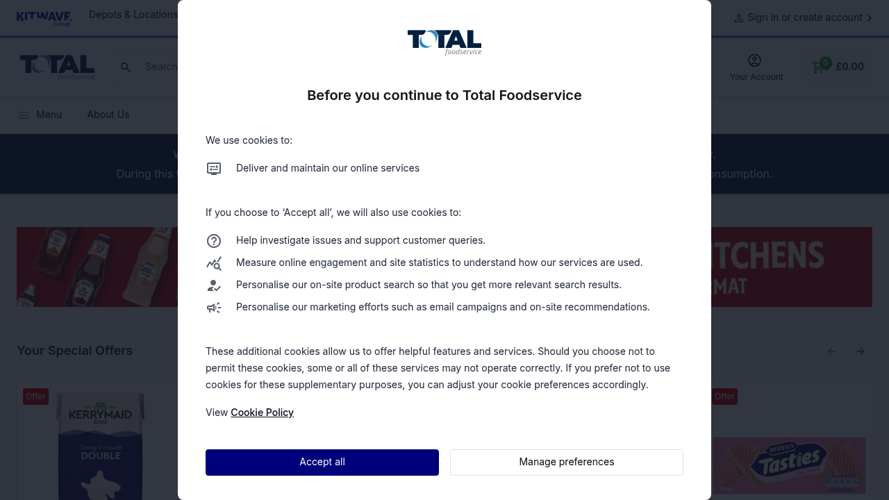 Total Foodservice wholesale catering supplies