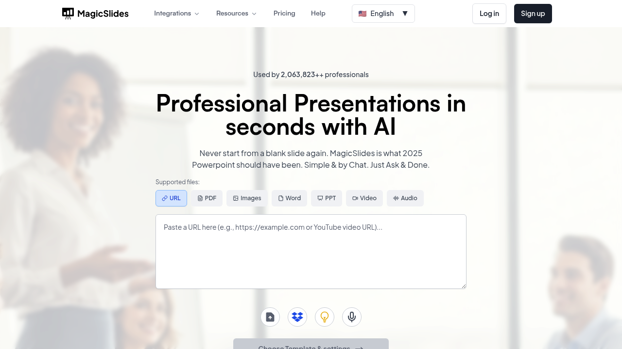 MagicSlides - Presentation from Topic, YouTube, PDF, URL with AI