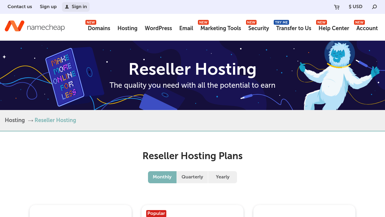 Desktop screenshot of Namecheap web interface