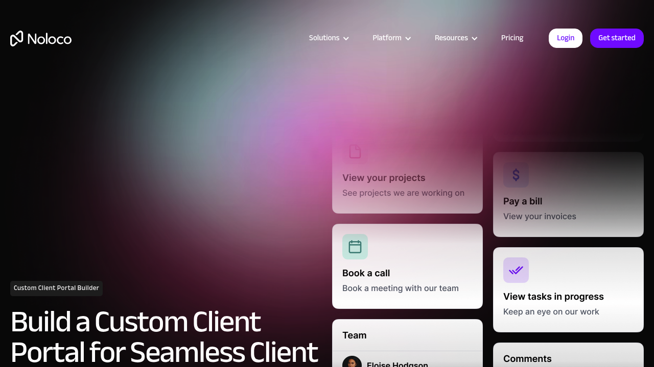 Desktop screenshot of Noloco web interface
