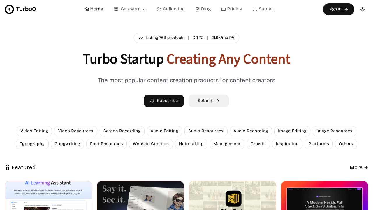 Turbo0 - Top Content Creation Tools for Creators
