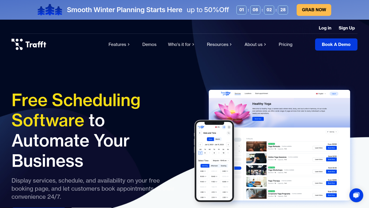 Desktop screenshot of Trafft web interface