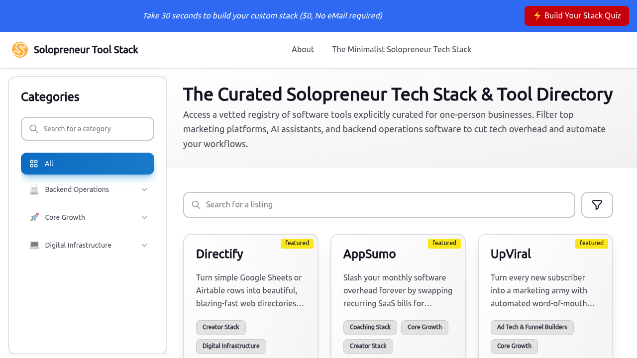 The Curated Solopreneur Tech Stack &amp; Tool Directory