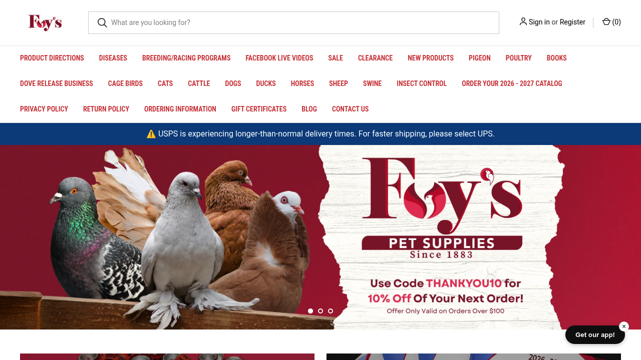 Foy's Pet Supplies racing pigeon resource image