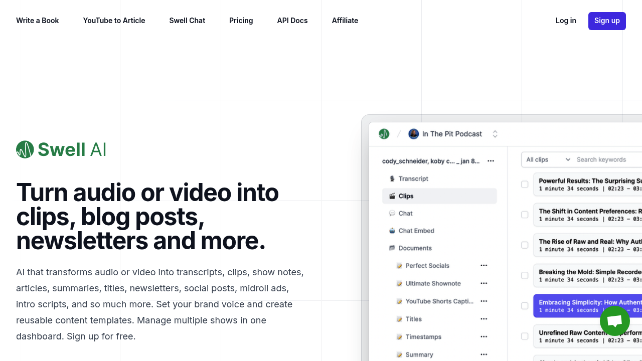 Swell AI | Repurpose Audio or Video Content for Every Marketing Channel