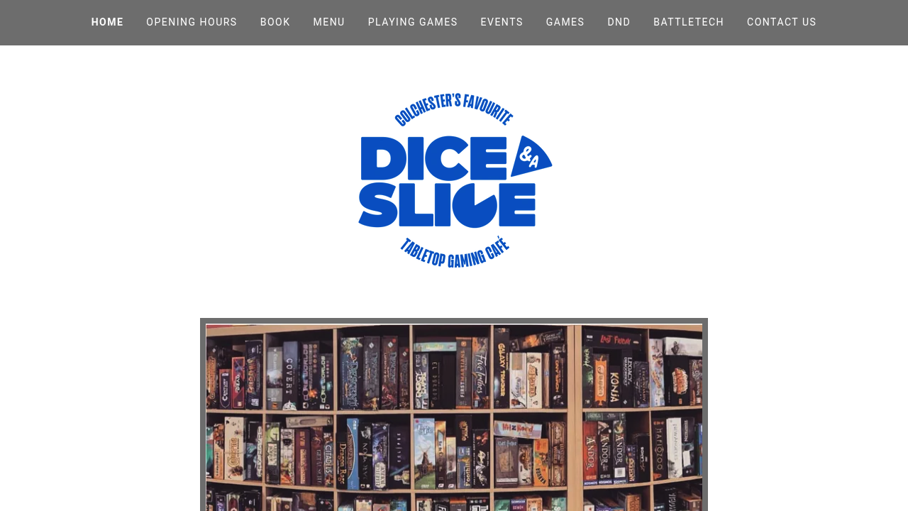 Dice & a Slice Colchester board game cafe