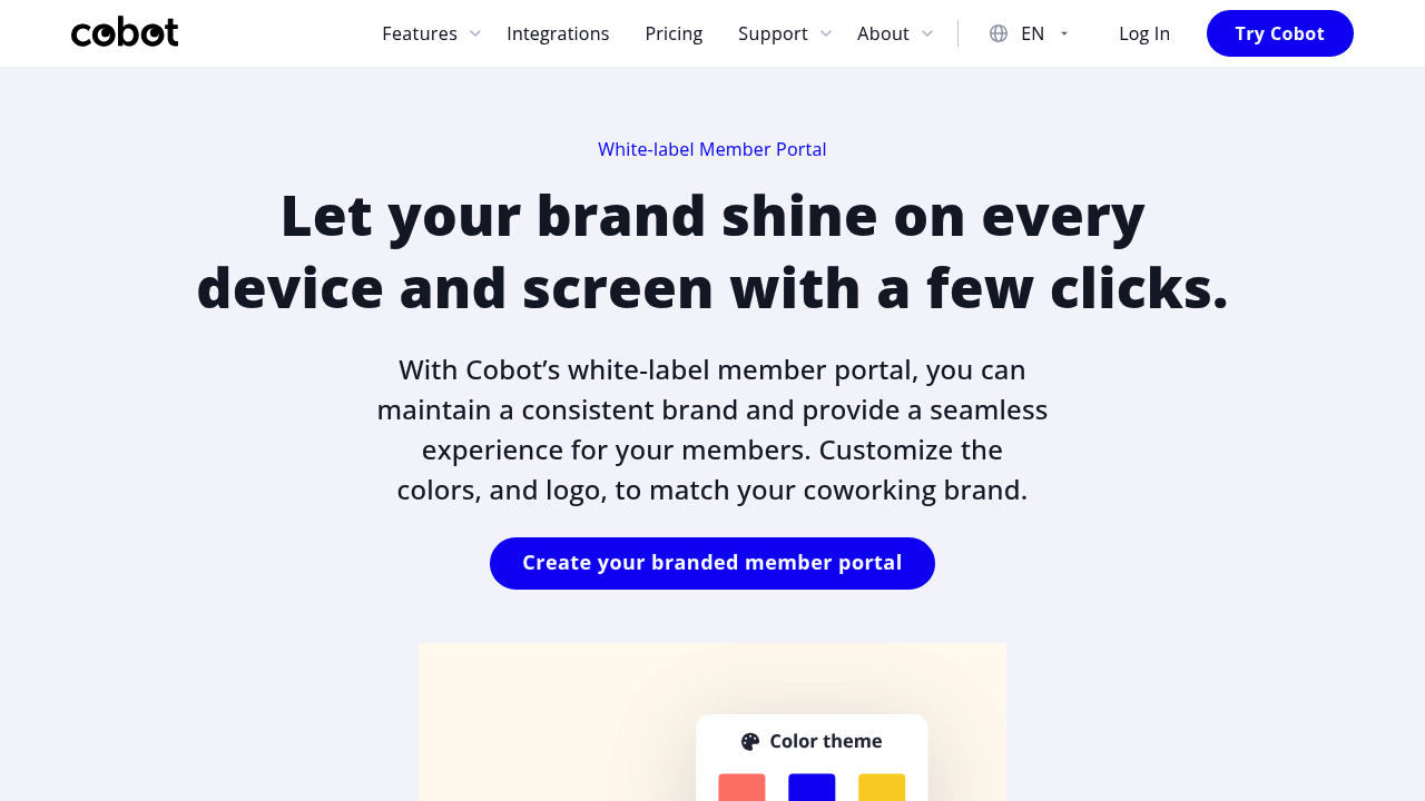 Desktop screenshot of Cobot platform interface
