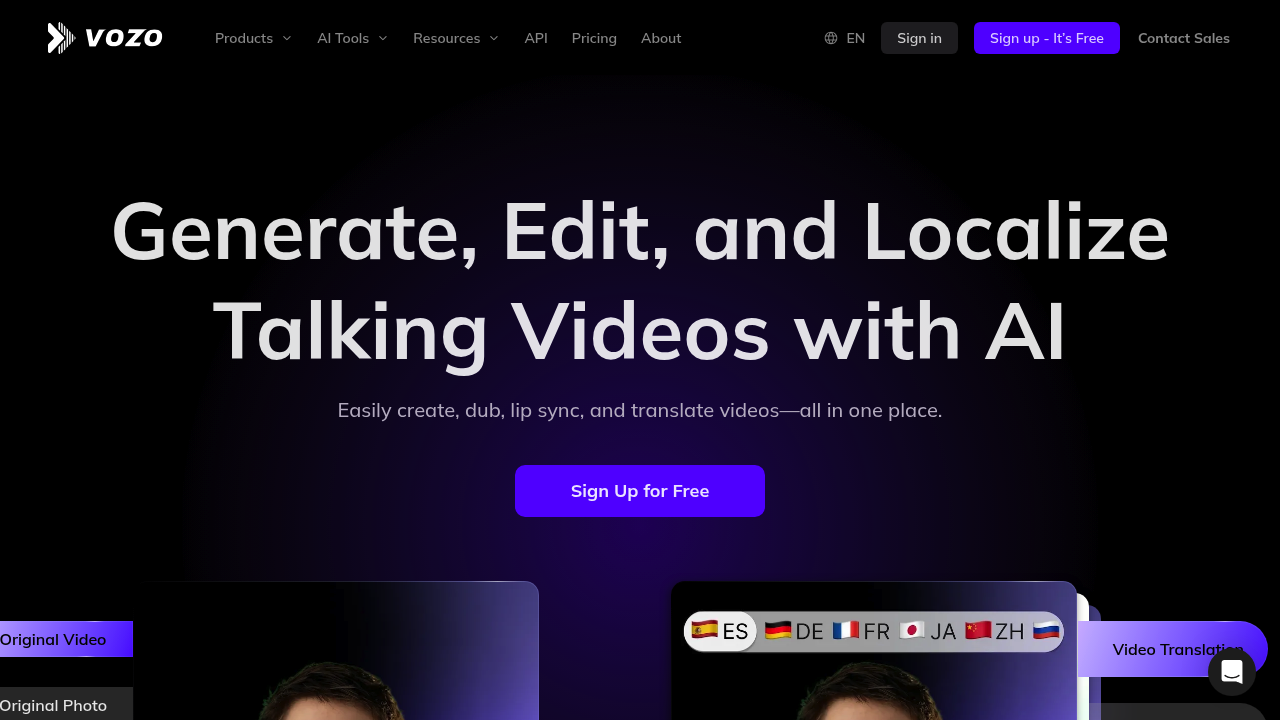 Vozo - Generate, Edit, and Localize Talking Videos with AI