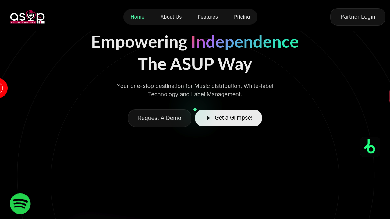Desktop screenshot of ASUP Records web interface