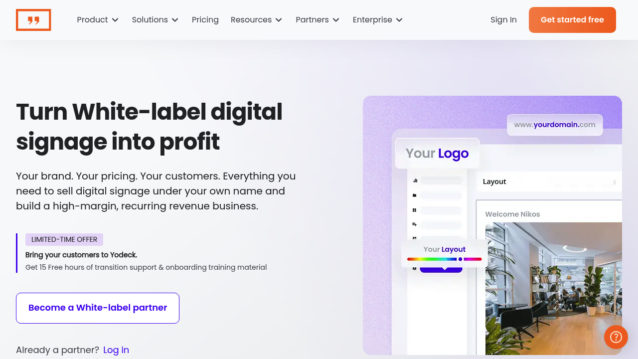 Desktop screenshot of Yodeck web interface